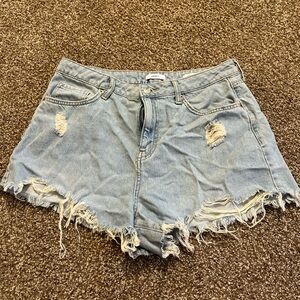 Forever 21 Light Blue Distressed Jean Shorts